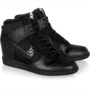 Nike Dunk Sky Hi Wedge Undercover Women black Shoes Size Fur Sneaker 717122-001